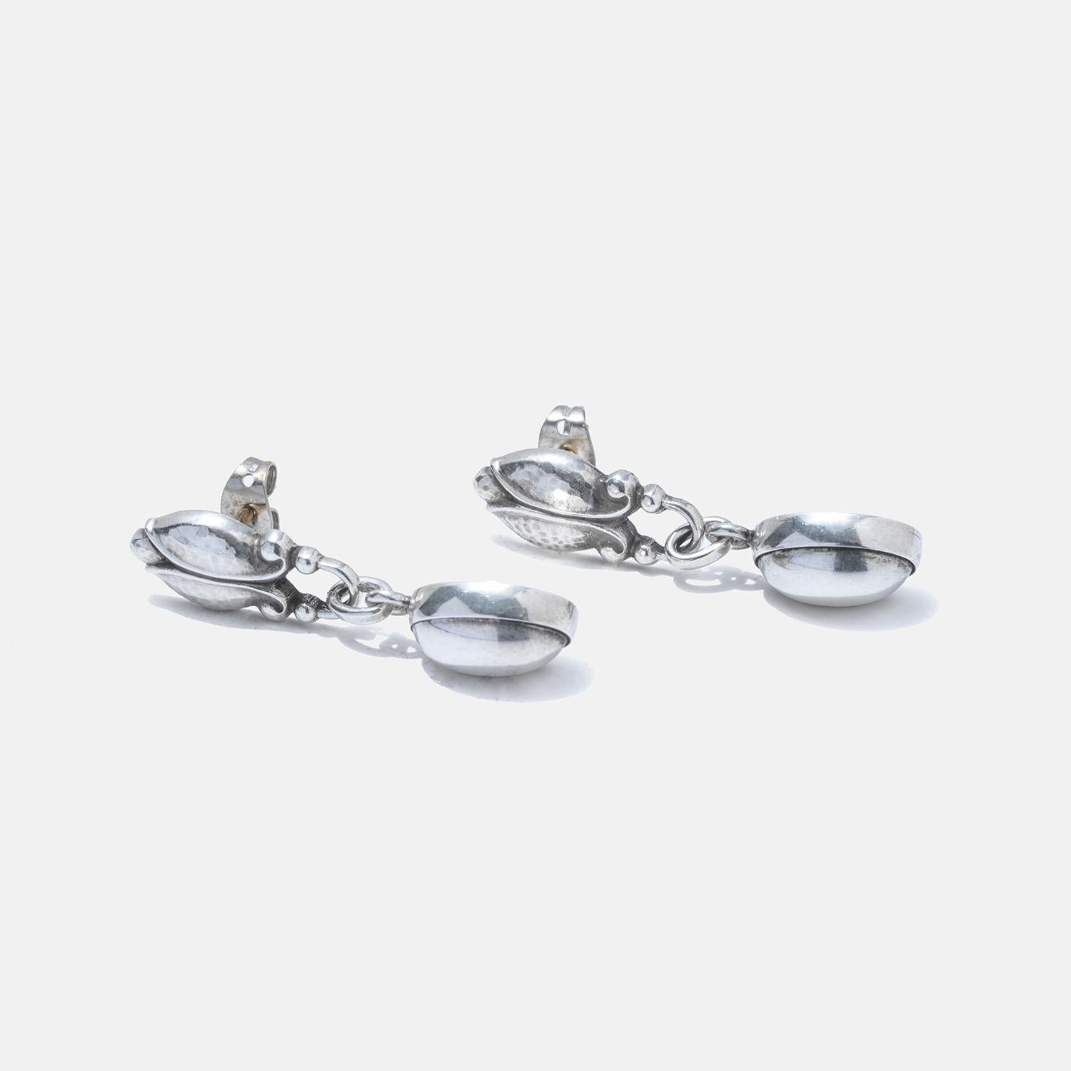 Silber-Ohrringe mit baumelndem Silber von Georg Jensen im Angebot 1