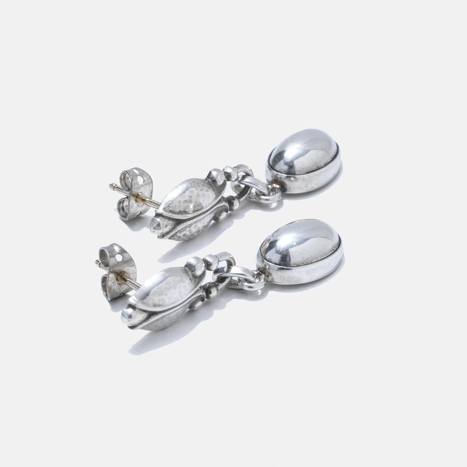 Silber-Ohrringe mit baumelndem Silber von Georg Jensen im Angebot 2