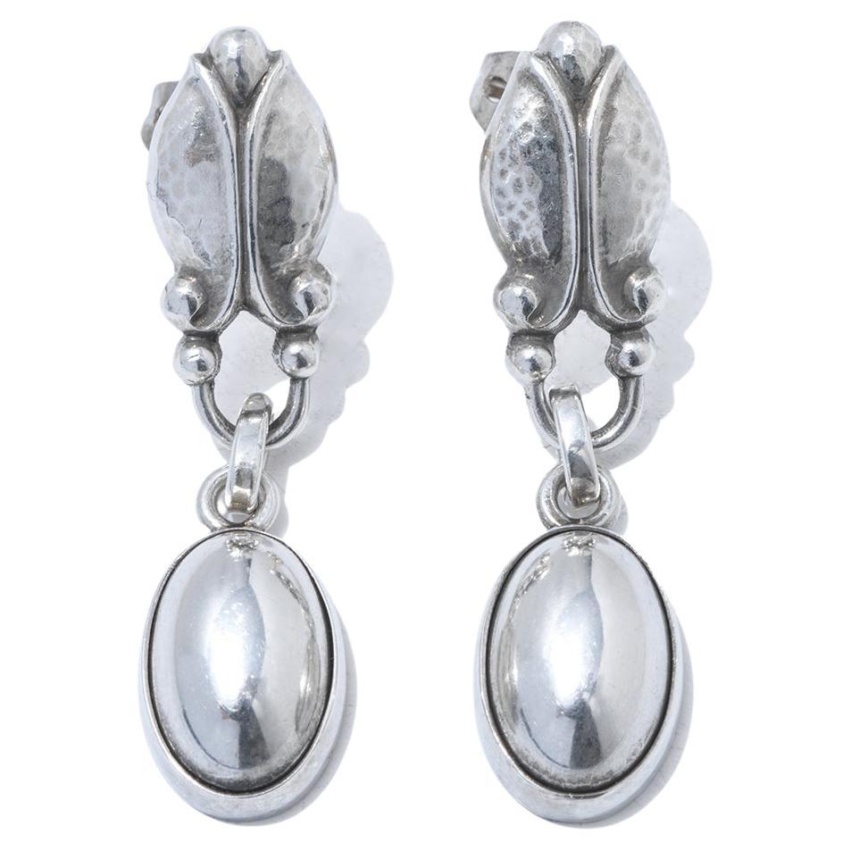 Silver Dangling Earrings by Georg Jensen For Sale