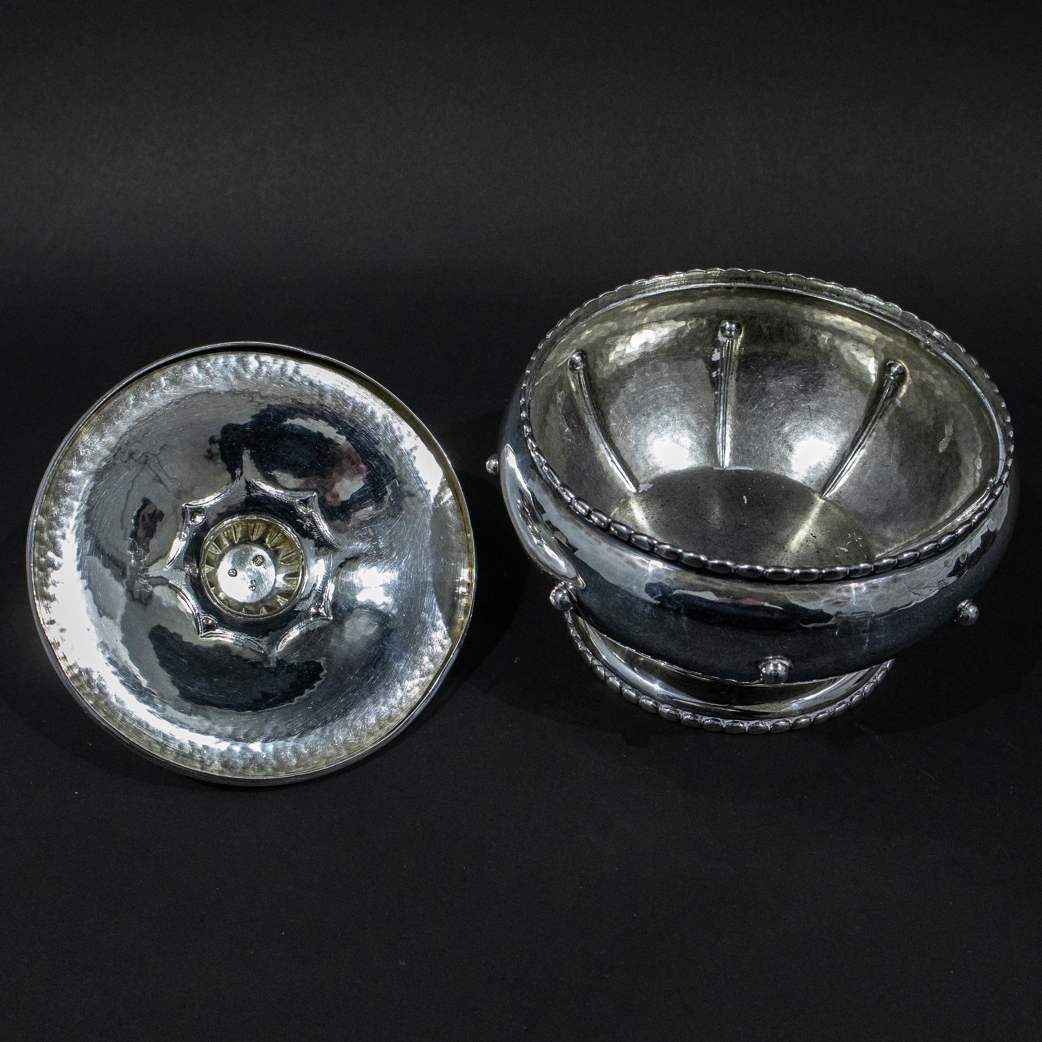 20th Century Silver Danish Arts & Crafts Bowl & Cover For Sale