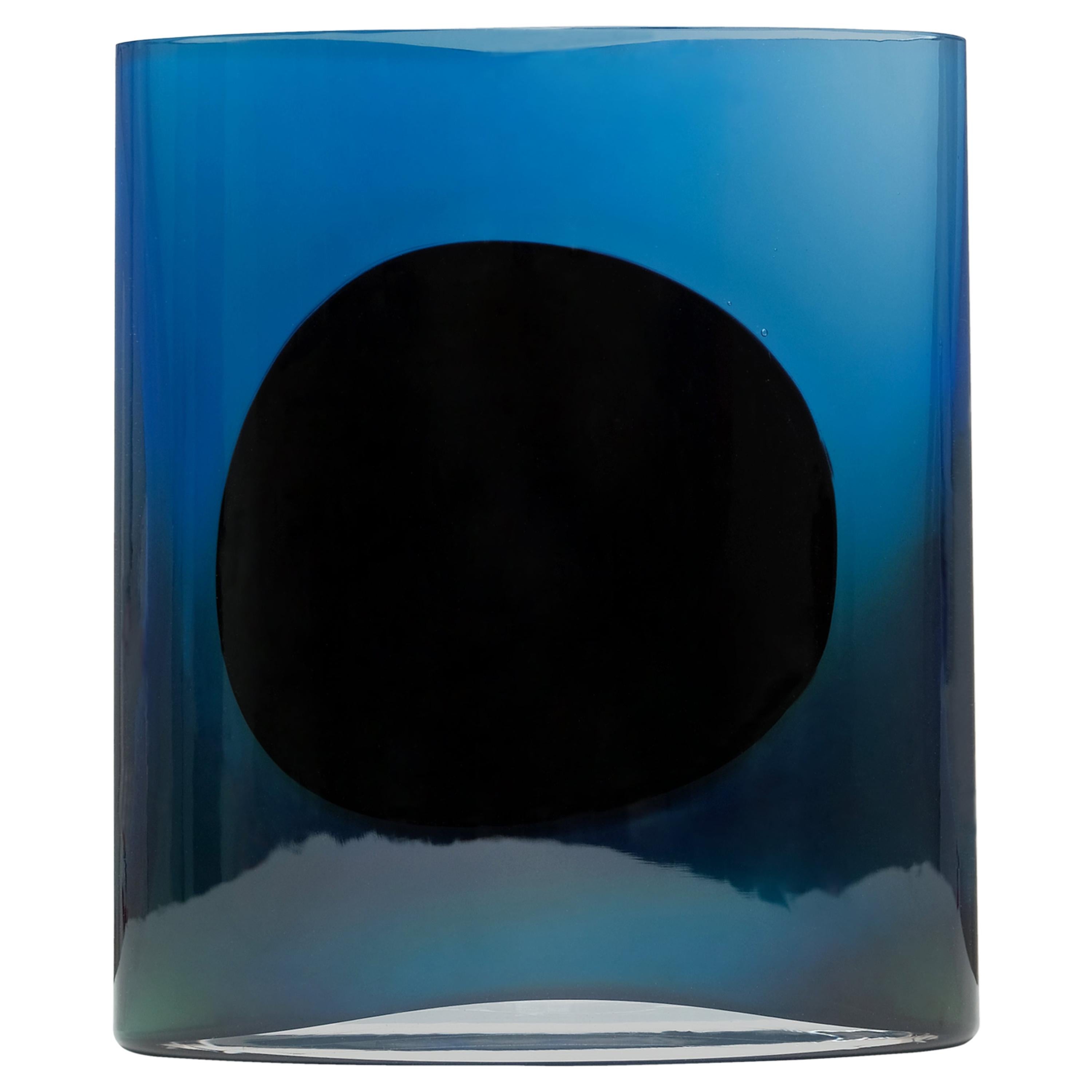 Silver Dark Blue Big Isla Glass Vase