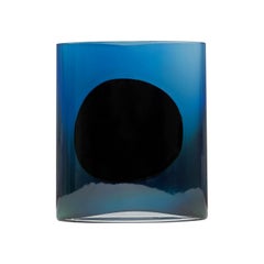 Petit vase en verre argenté bleu foncé Isla