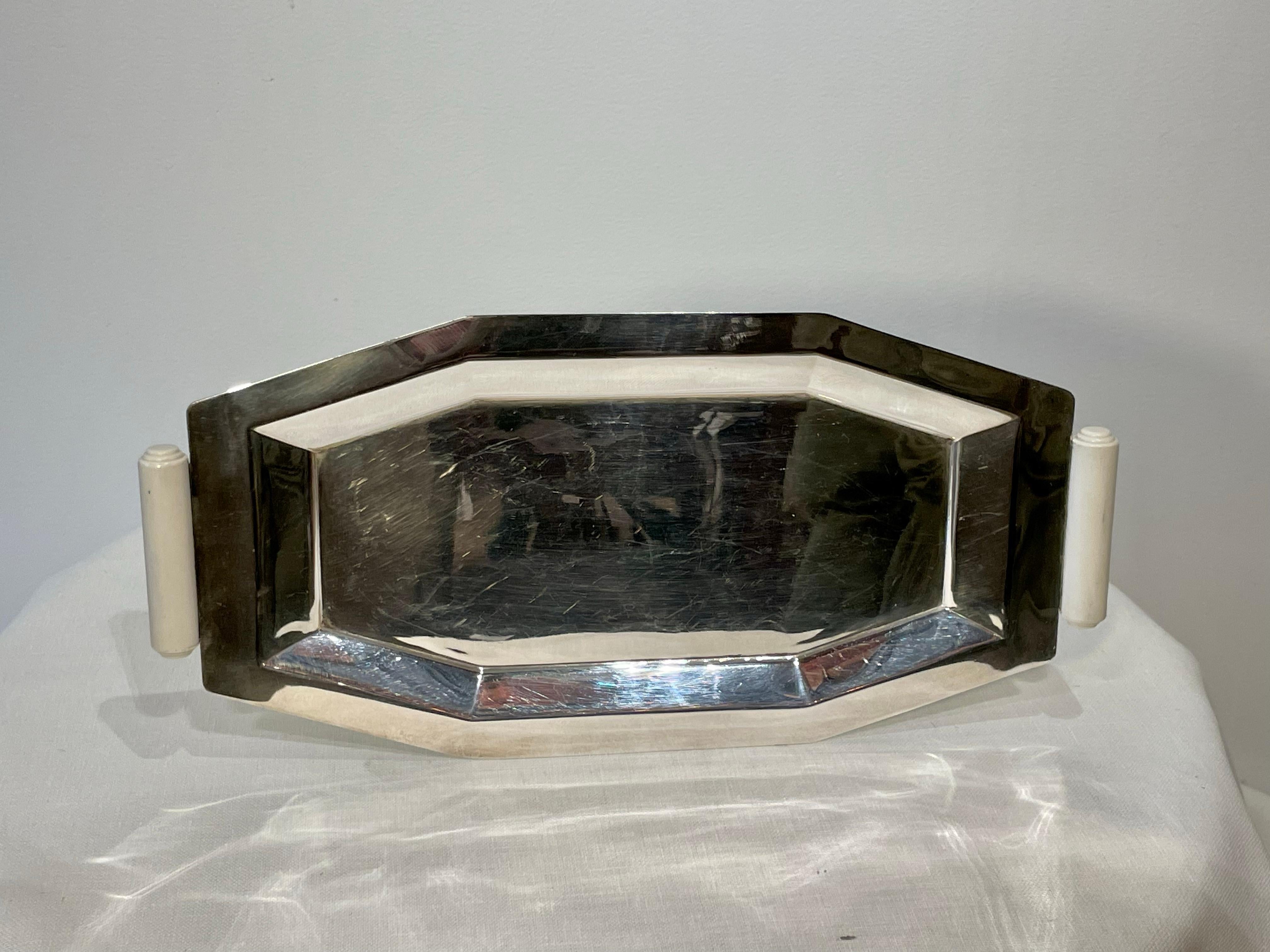 Silver Art Deco Tray 
Sourced from London
Hallmarked- Silver Plated.