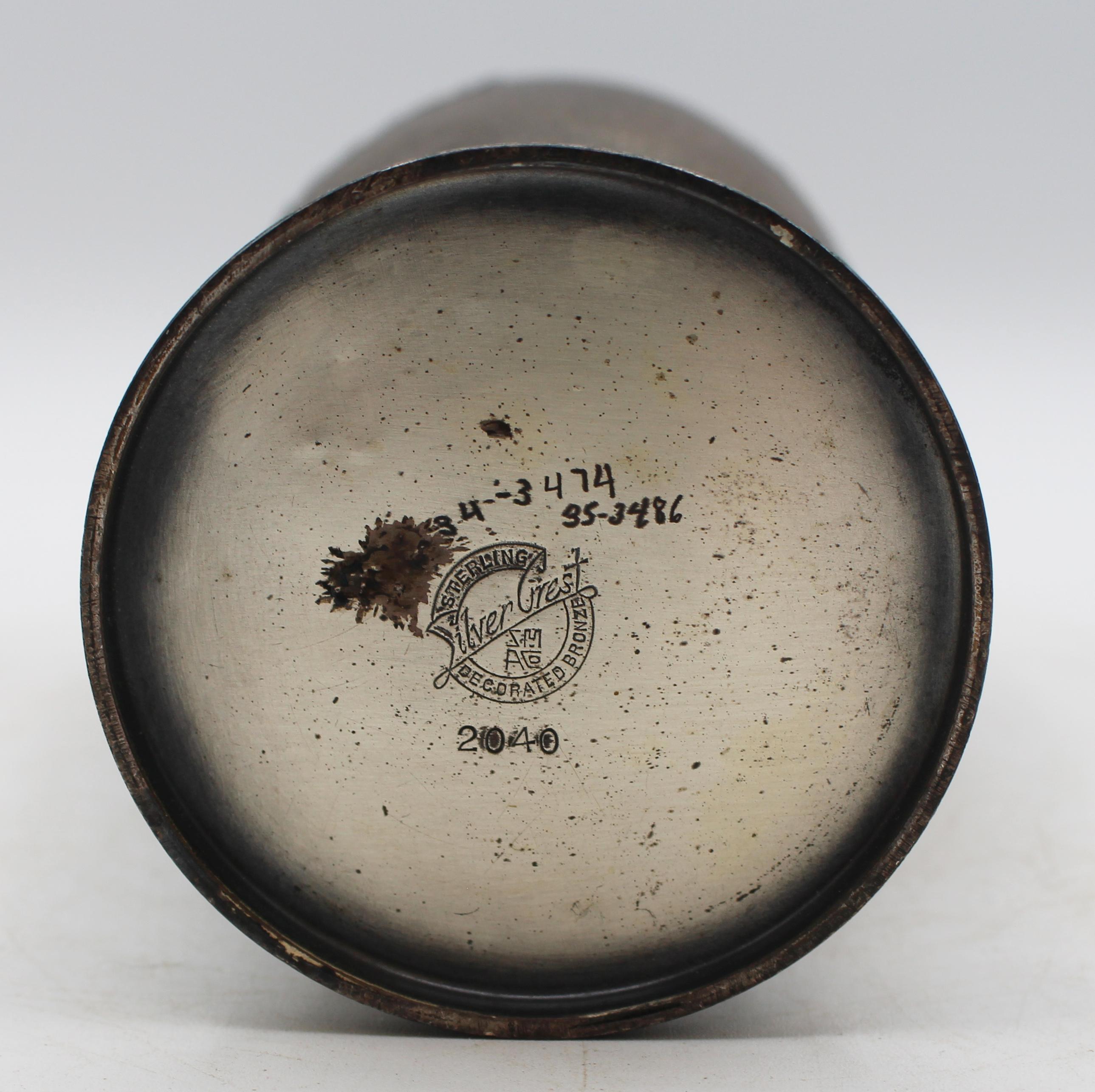 Americano Vaso in bronzo con decorazioni in argento di SilverCrest, circa 1930 in vendita