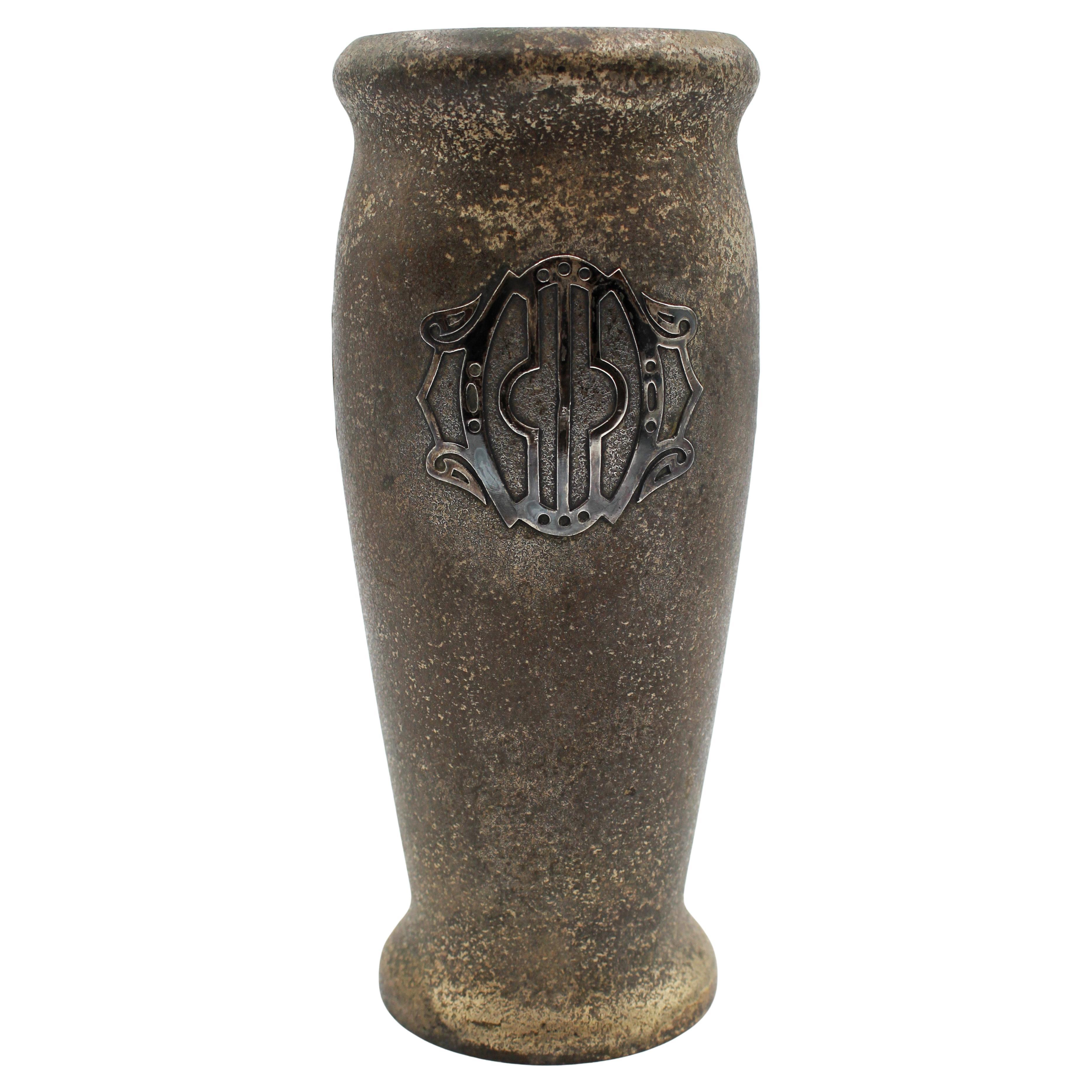 Vaso in bronzo con decorazioni in argento di SilverCrest, circa 1930 in vendita