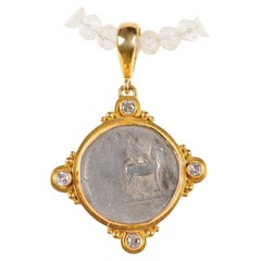 Silver Denarius Roman Coin set as Pendant in 22 Kt w/ Diamonds (pendant only)