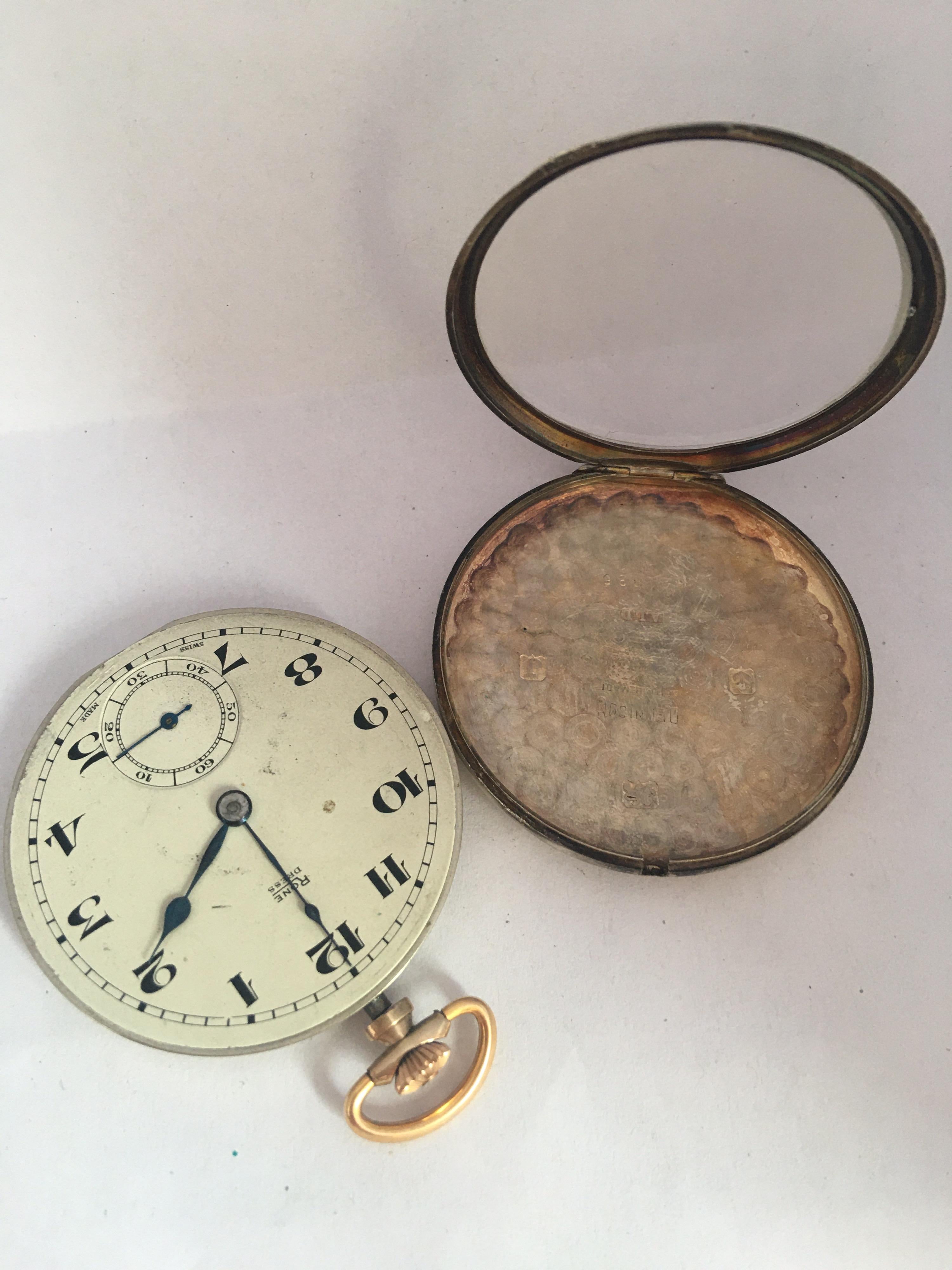 Silver Dennison Case RONE Dress Pocket Watch In Good Condition For Sale In Carlisle, GB