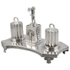 Antique Silver Desk Writing Set or Scribe, Empire Style, Platerías Martínez, Spain, 1846