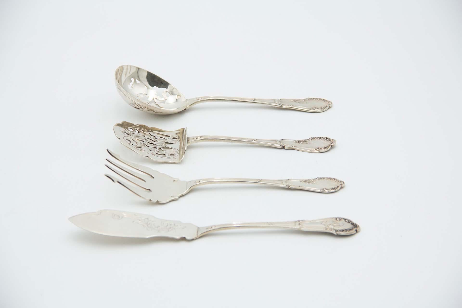Silver dessert cutlery set siglo XIX en venta