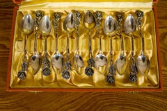 Viktor E. Johansson Silver Dessert Spoon Set, 14 Pieces, Sweden, 1948