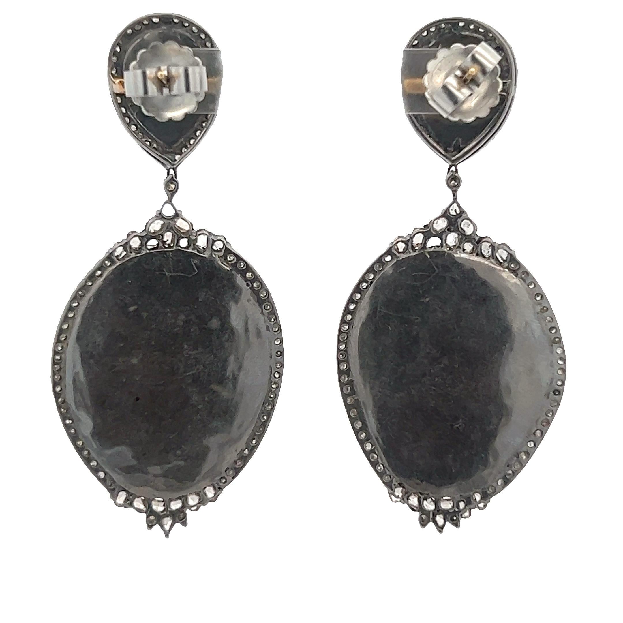 Boucles d'oreilles en argent avec diamants et rubis Pour femmes en vente