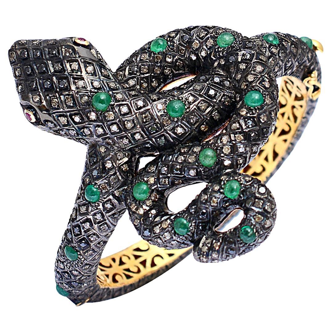 Sonia B Diamond Silver Gold Snake Bracelet at 1stDibs snake bracelets for sale