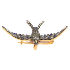 925 Sterling Silver 0.85cts Diamond & 0.04cts ruby &0.18cts sapphire bird Brooch