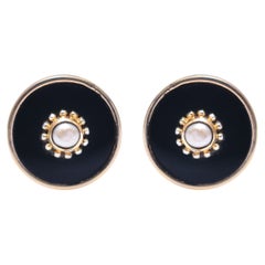 925 Sterling Silver  5.66cts Black Onyx & 0.30cts Pearl  Cufflink