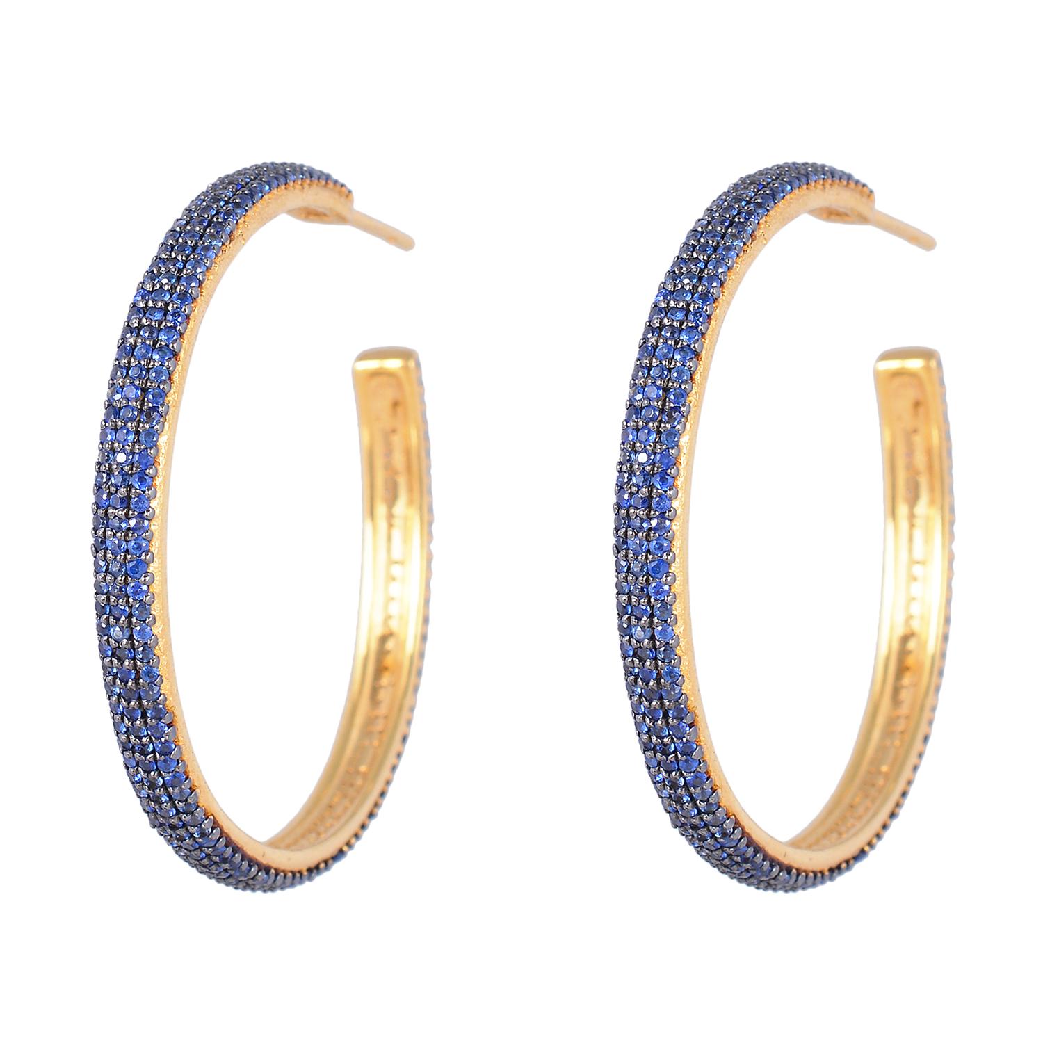 Women's 925 Sterling Silver 3.85cts Sapphire Earring