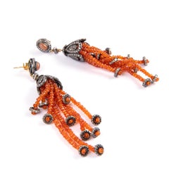 Silver, Diamonds and Sapphires Pendant Earrings