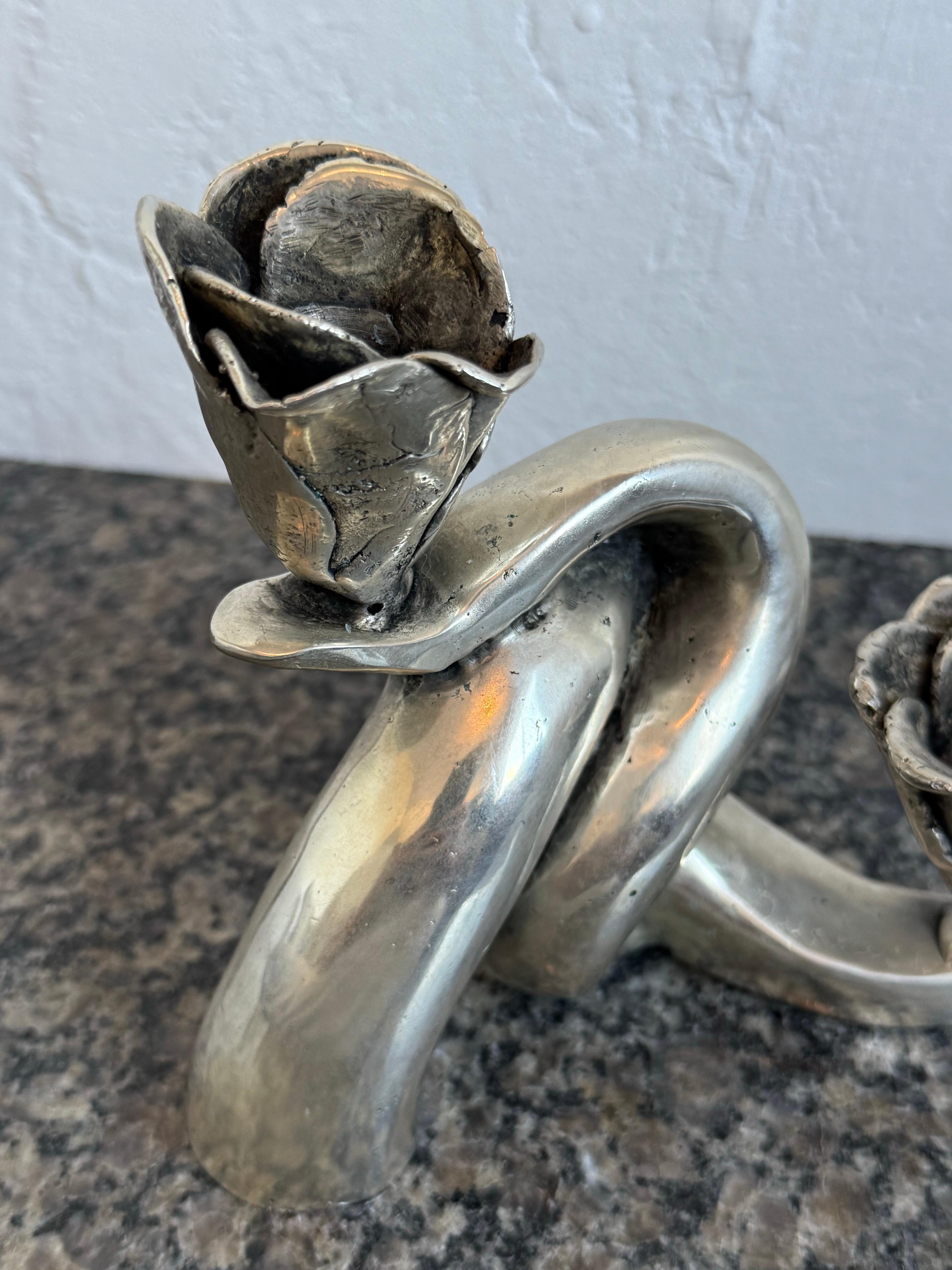 Portacandele scultoreo in bronzo argentato, Brasile, anni '90 in vendita 4