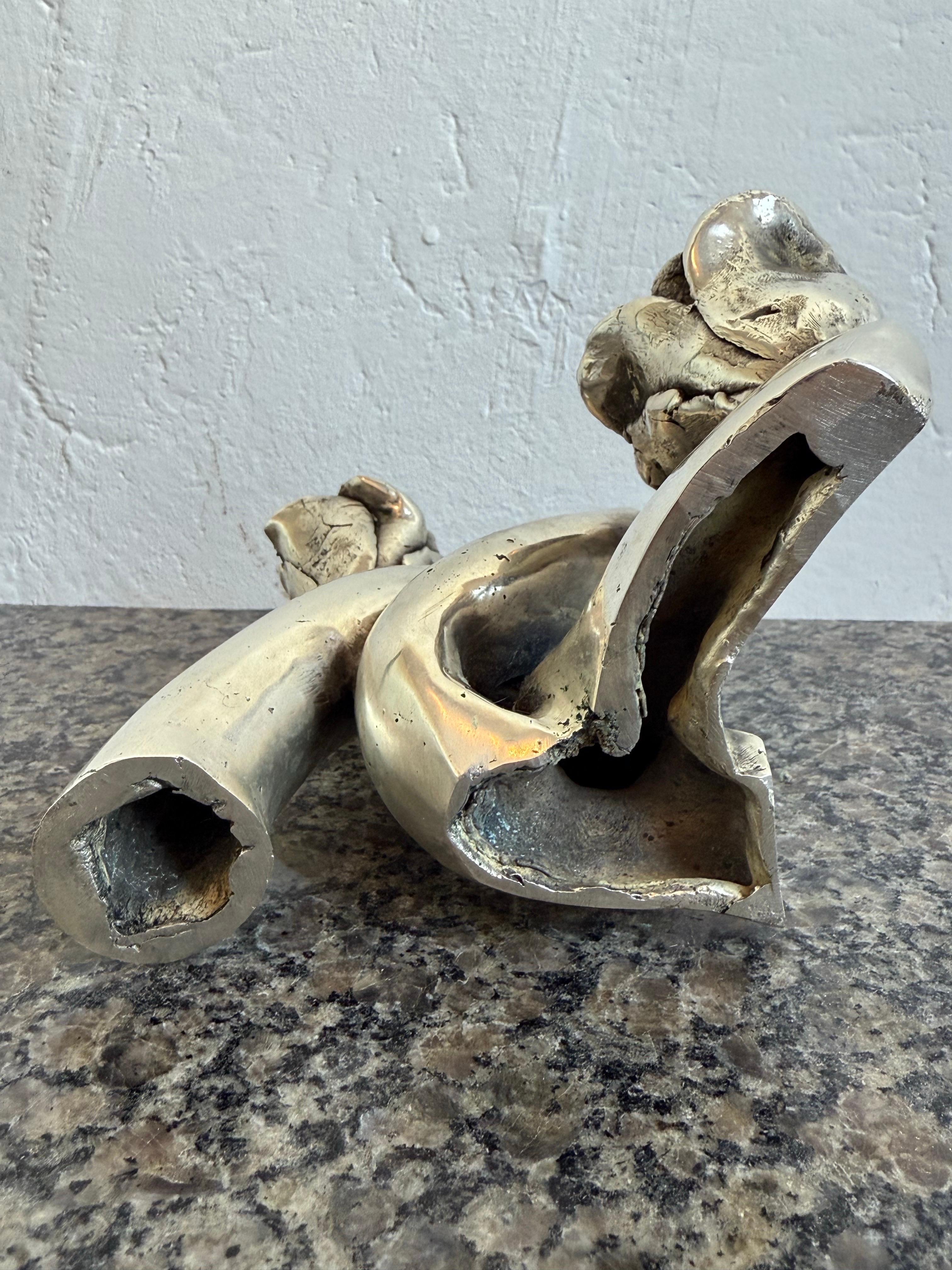 Portacandele scultoreo in bronzo argentato, Brasile, anni '90 in vendita 5