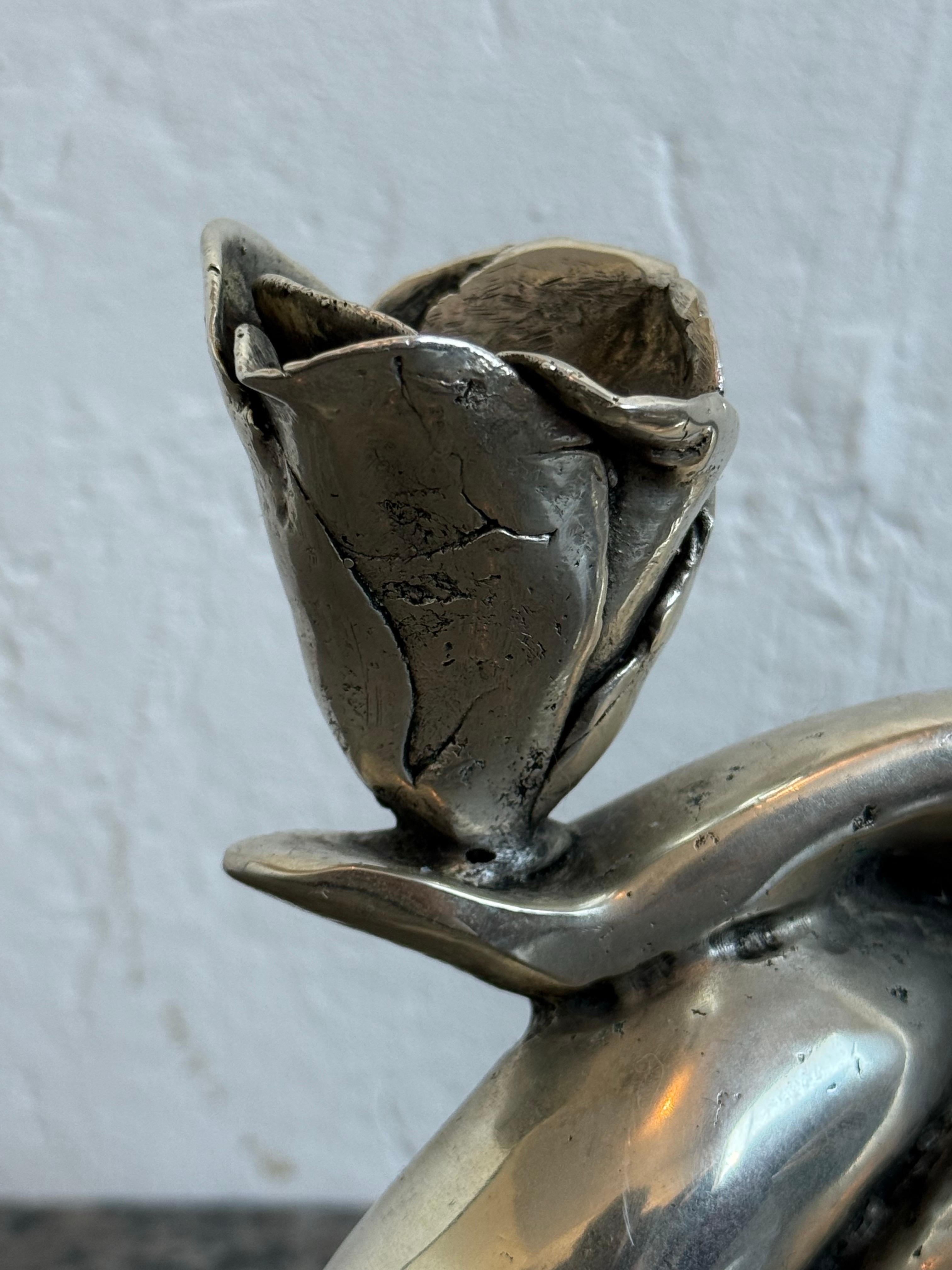 Portacandele scultoreo in bronzo argentato, Brasile, anni '90 in vendita 7