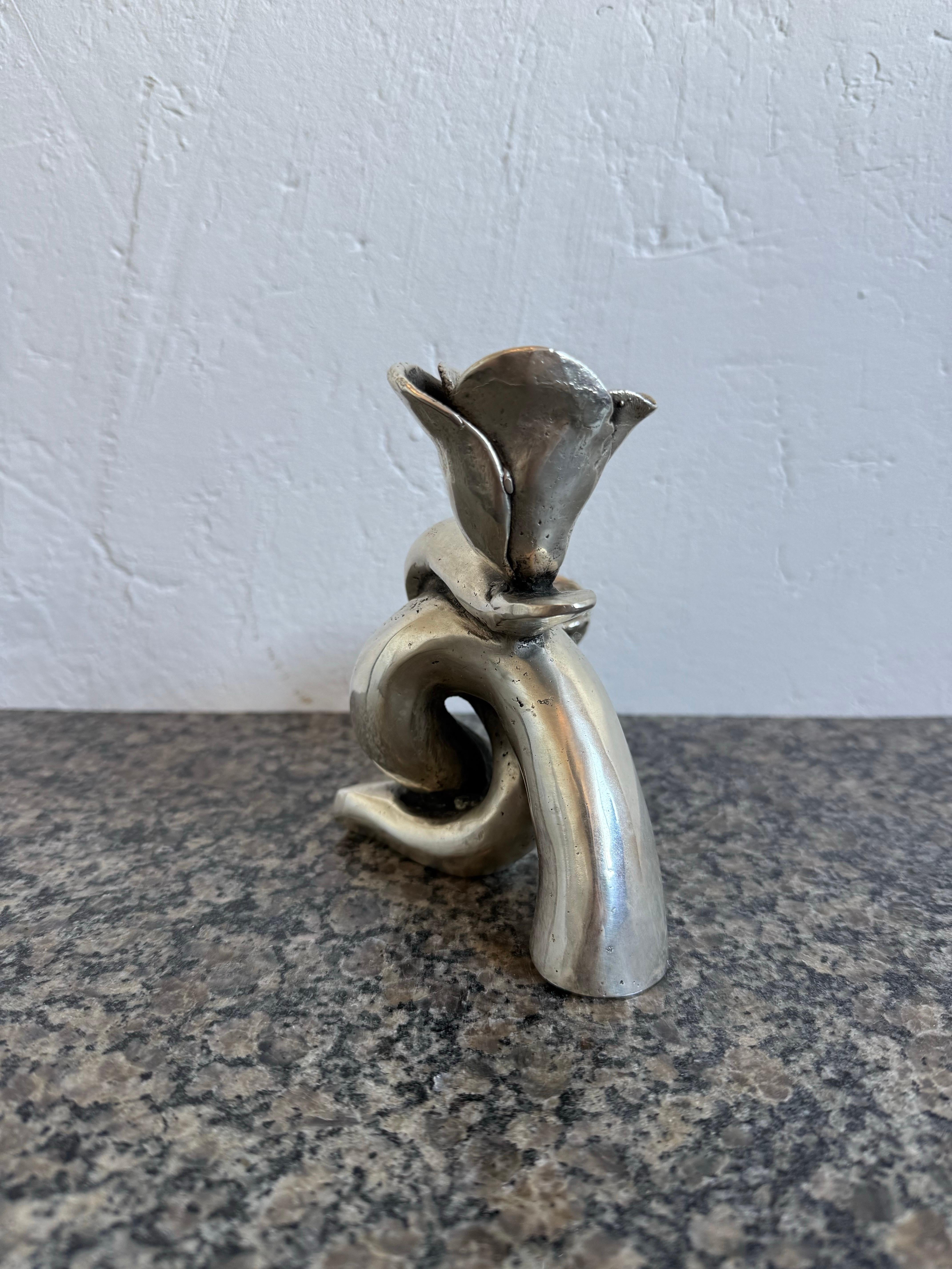 Portacandele scultoreo in bronzo argentato, Brasile, anni '90 In condizioni buone in vendita a Miami, FL
