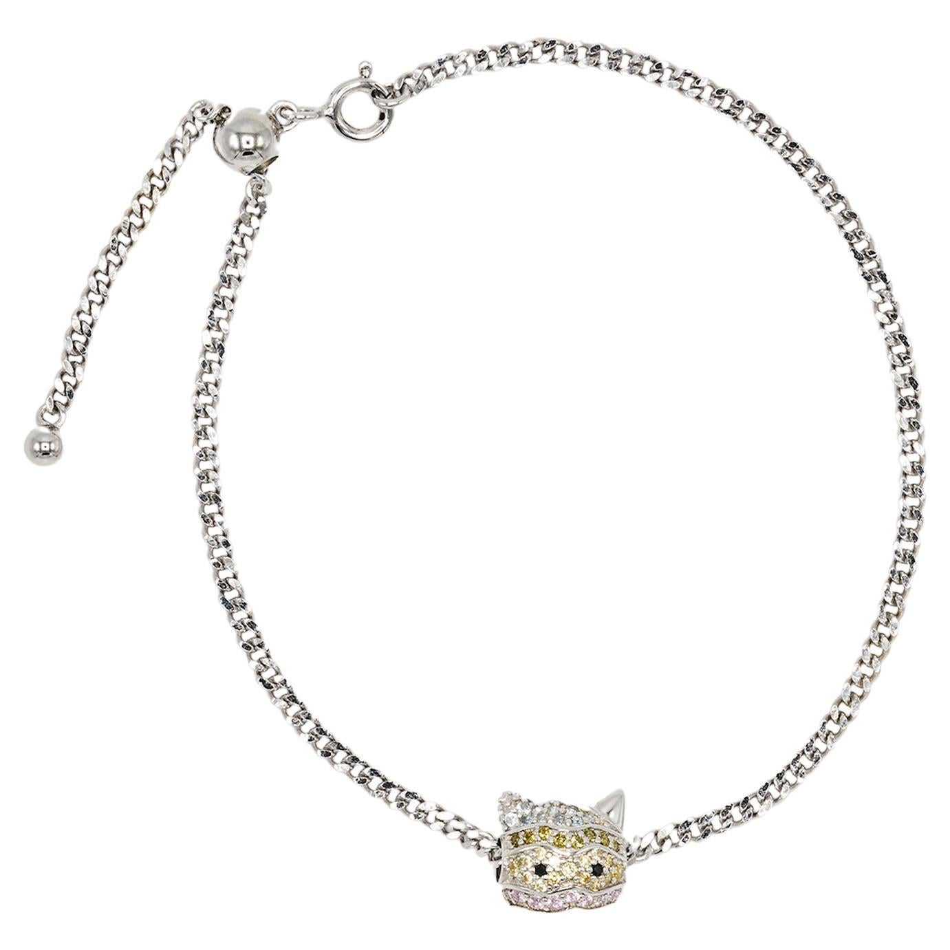 Silver Disco Kitty Bracelet For Sale