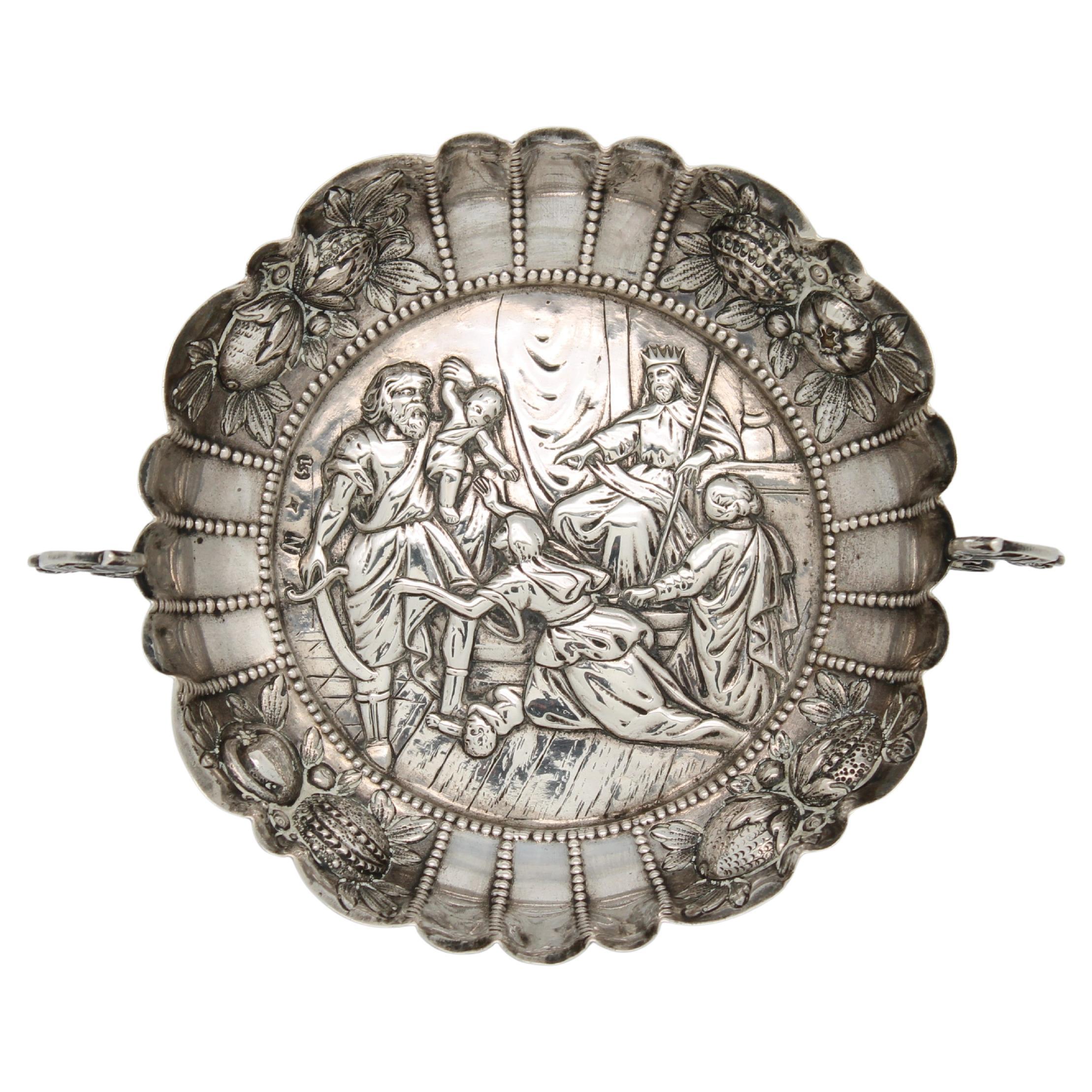 Silver Dish with the Judgment of King Solomon — Nuremberg, Germany, 19th Century For Sale