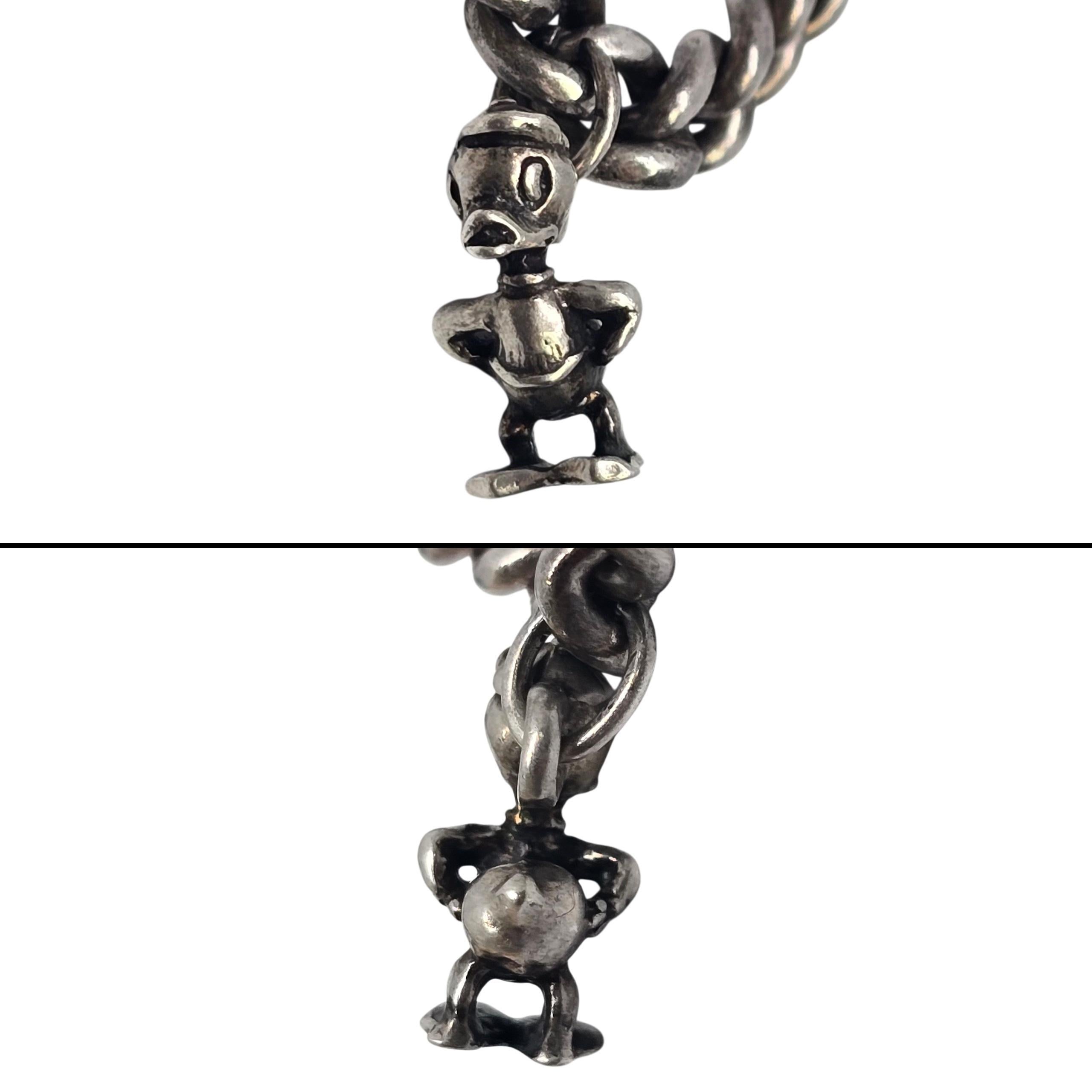 Silber Disney Charm Armband Jimney Cricket Skunk Donald Duck Figaro Katze #22550 im Angebot 1