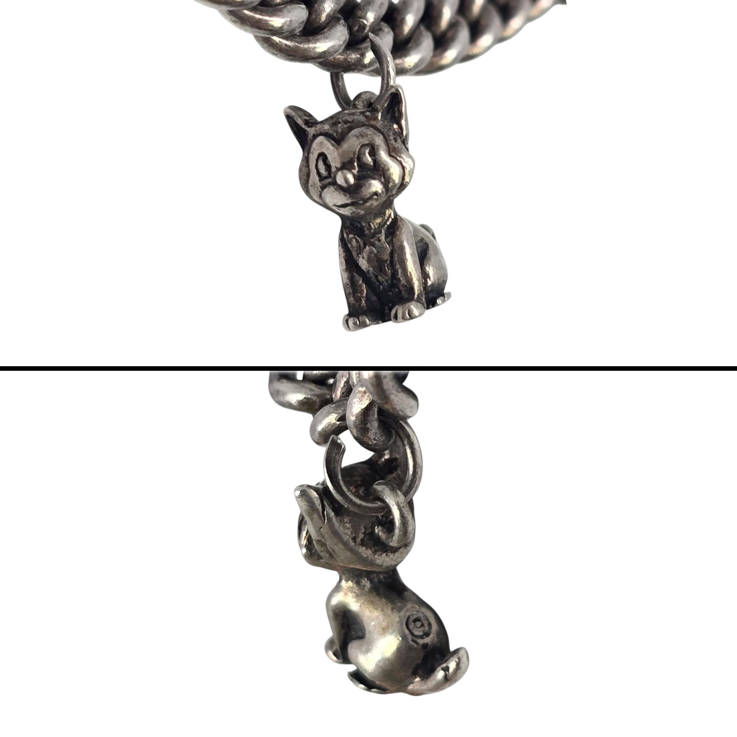 Silber Disney Charm Armband Jimney Cricket Skunk Donald Duck Figaro Katze #22550 im Angebot 2
