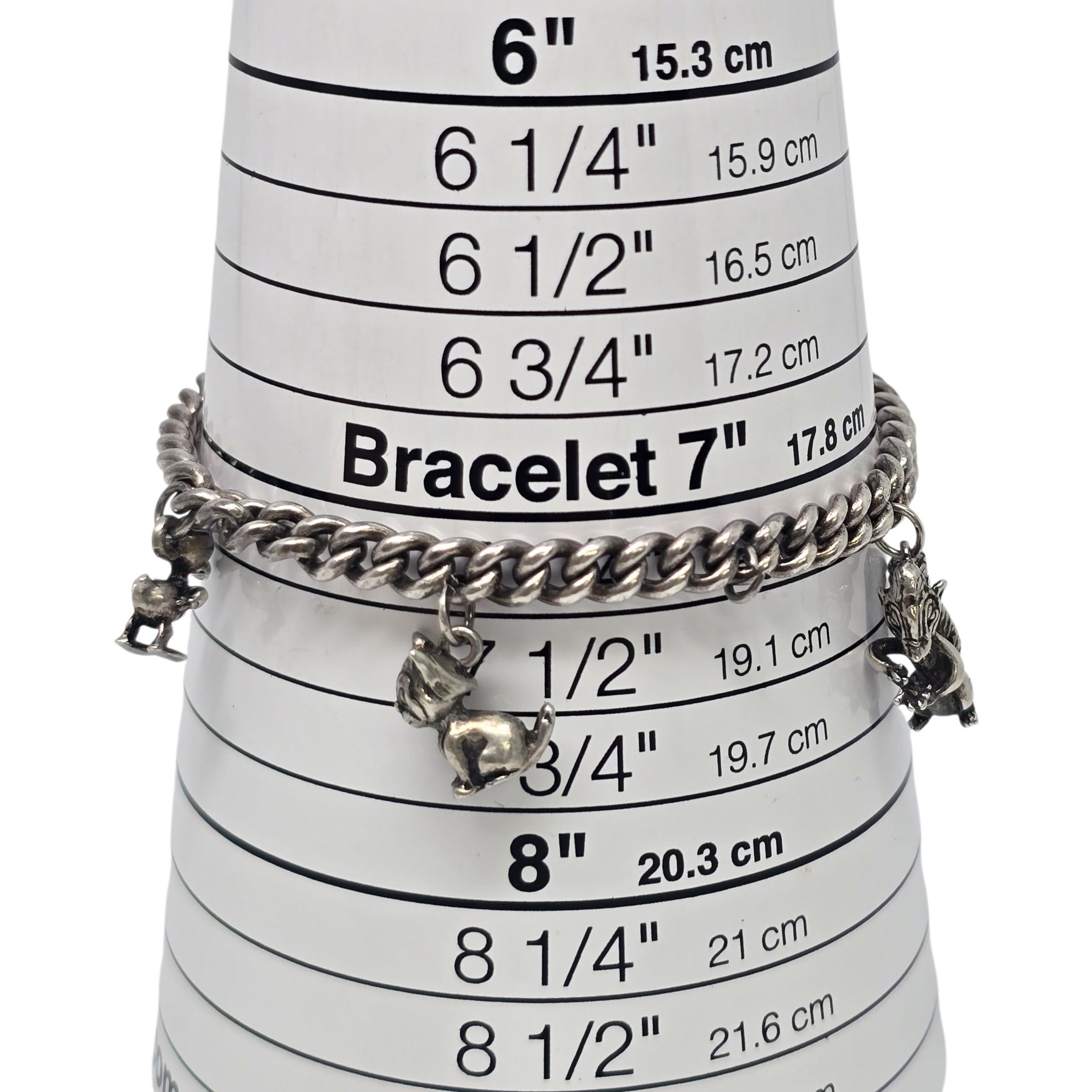 Silber Disney Charm Armband Jimney Cricket Skunk Donald Duck Figaro Katze #22550 im Angebot 4