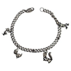 Silber Disney Charm Armband Jimney Cricket Skunk Donald Duck Figaro Katze #22550