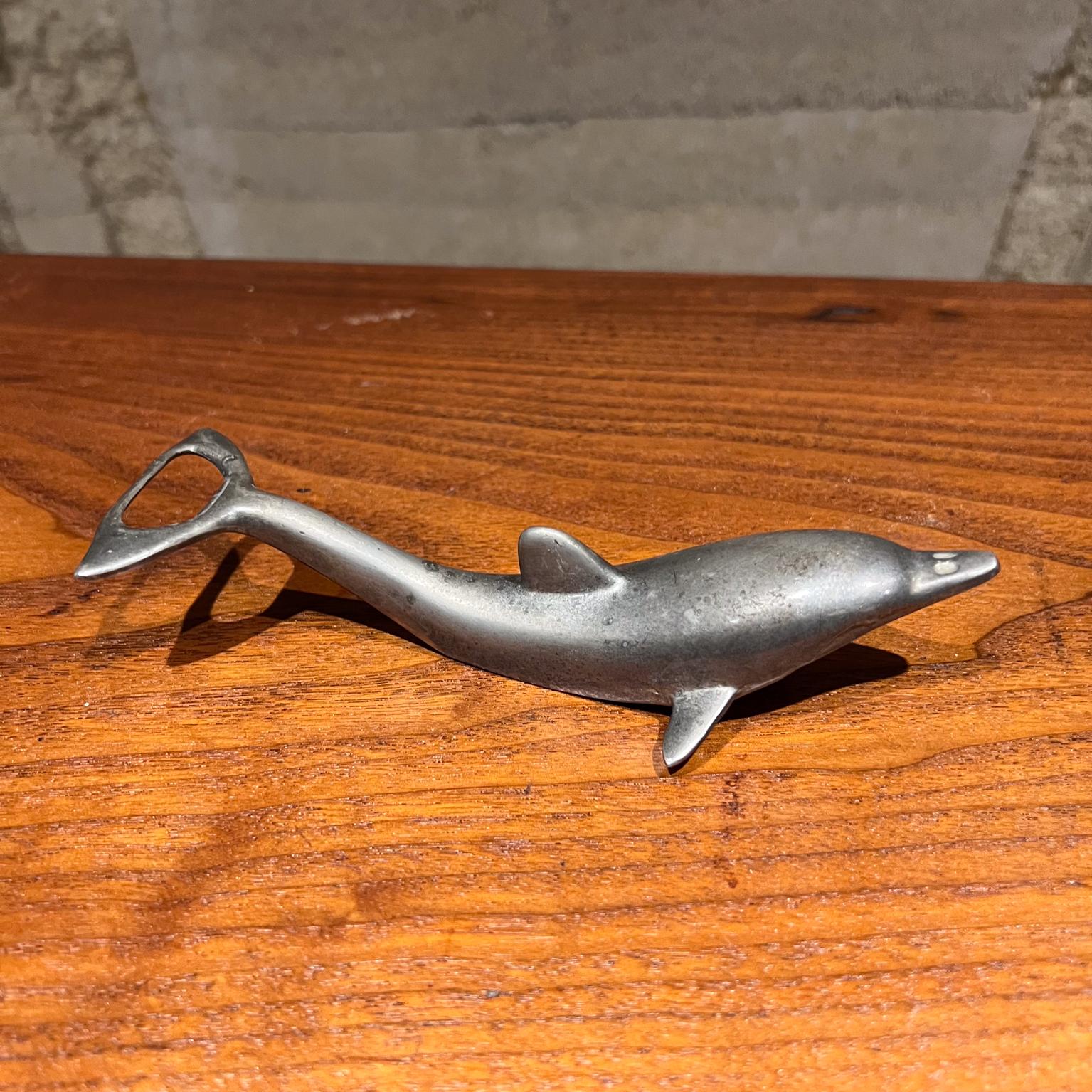 Mid-Century Modern  Silver Dolphin Bottle Opener Midcentury Mad Barware For Sale