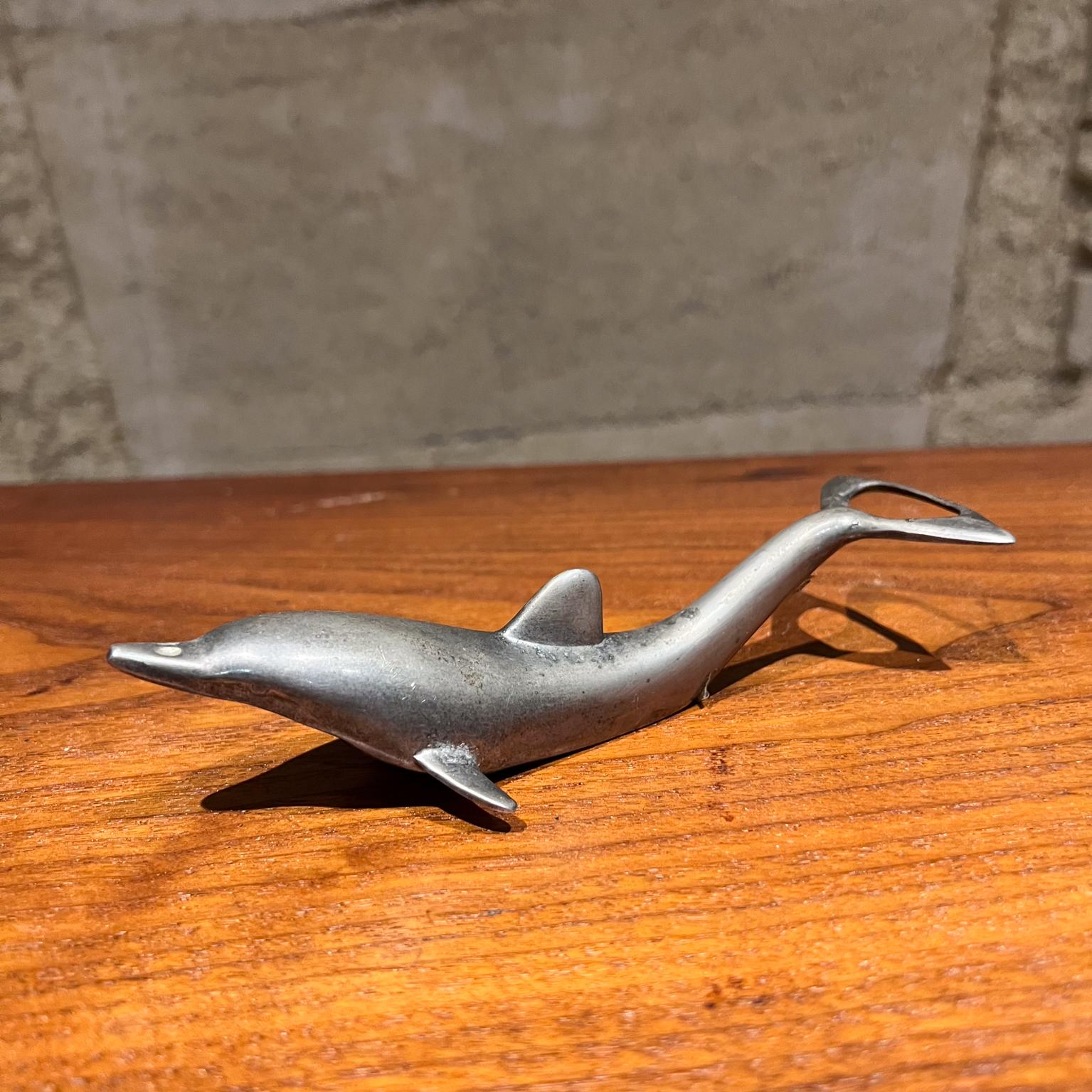Silver Plate  Silver Dolphin Bottle Opener Midcentury Mad Barware For Sale
