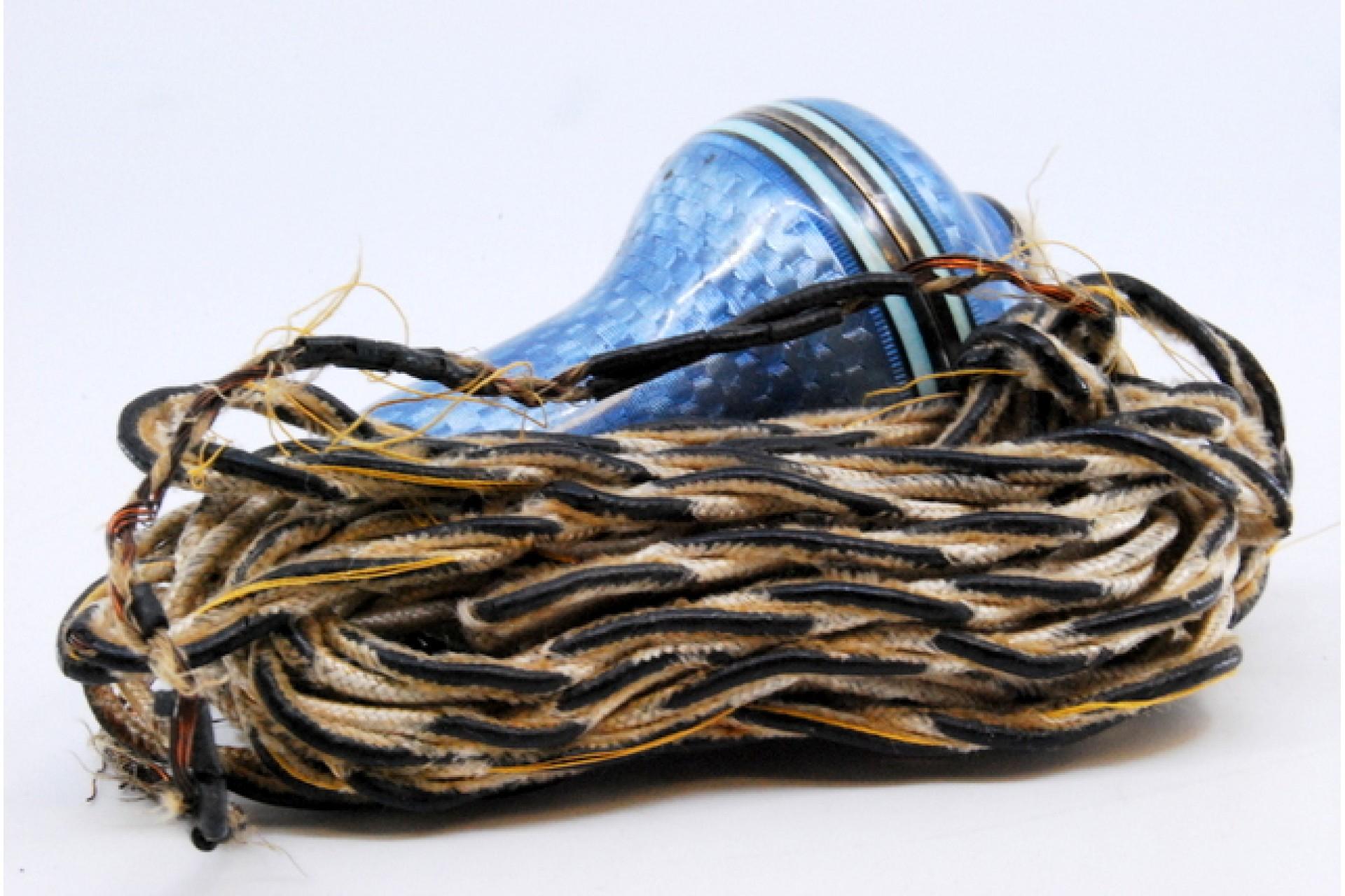 XIXe siècle Silver door bell with guilloché, blue enamel, Fabergé style en vente