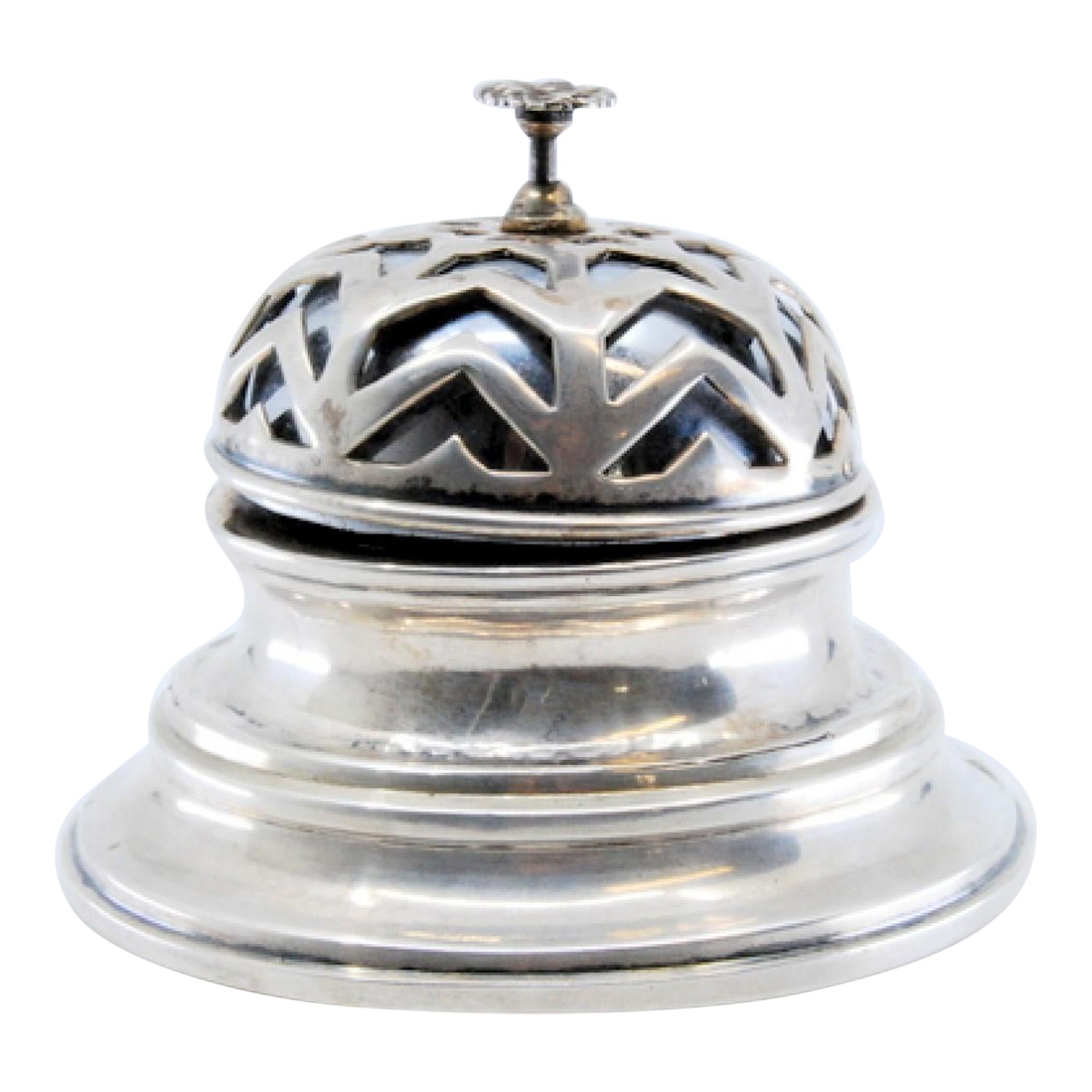 Silver doorbell with relief capsule on the bell
