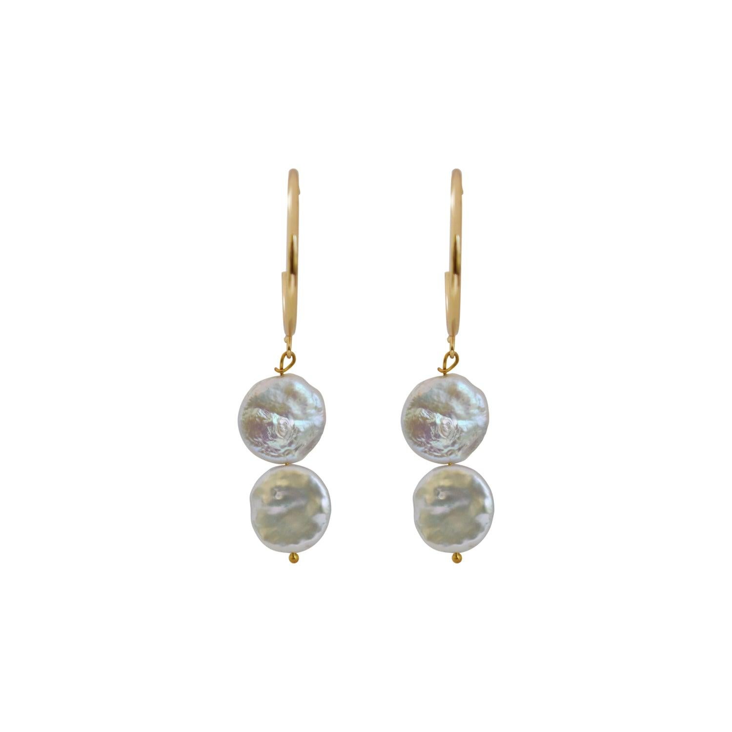 Donna Orecchini in argento con doppia perla d'acqua dolce a cerchio  da Ifemi Jewell in vendita