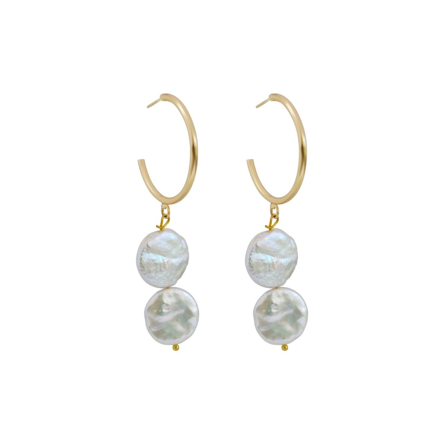 Orecchini in argento con doppia perla d'acqua dolce a cerchio  da Ifemi Jewell in vendita 2