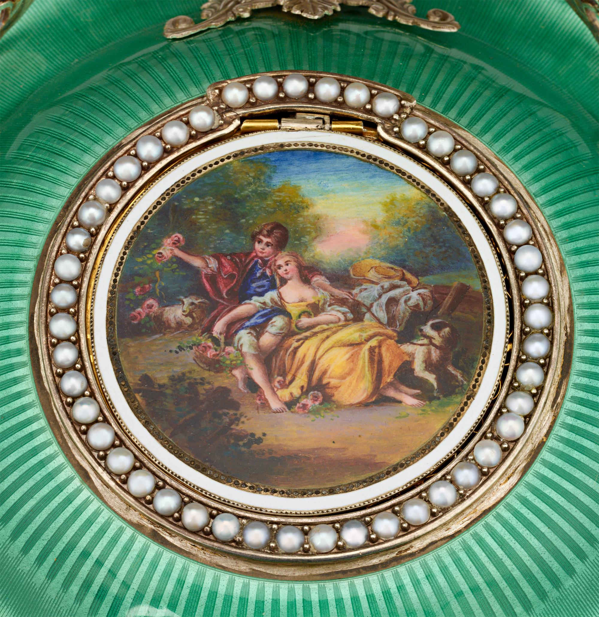 20th Century Silver Double Singing Bird Box
