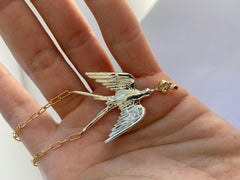 Silver Dove Chain Necklace White Diamond Ruby Gold heart Silver