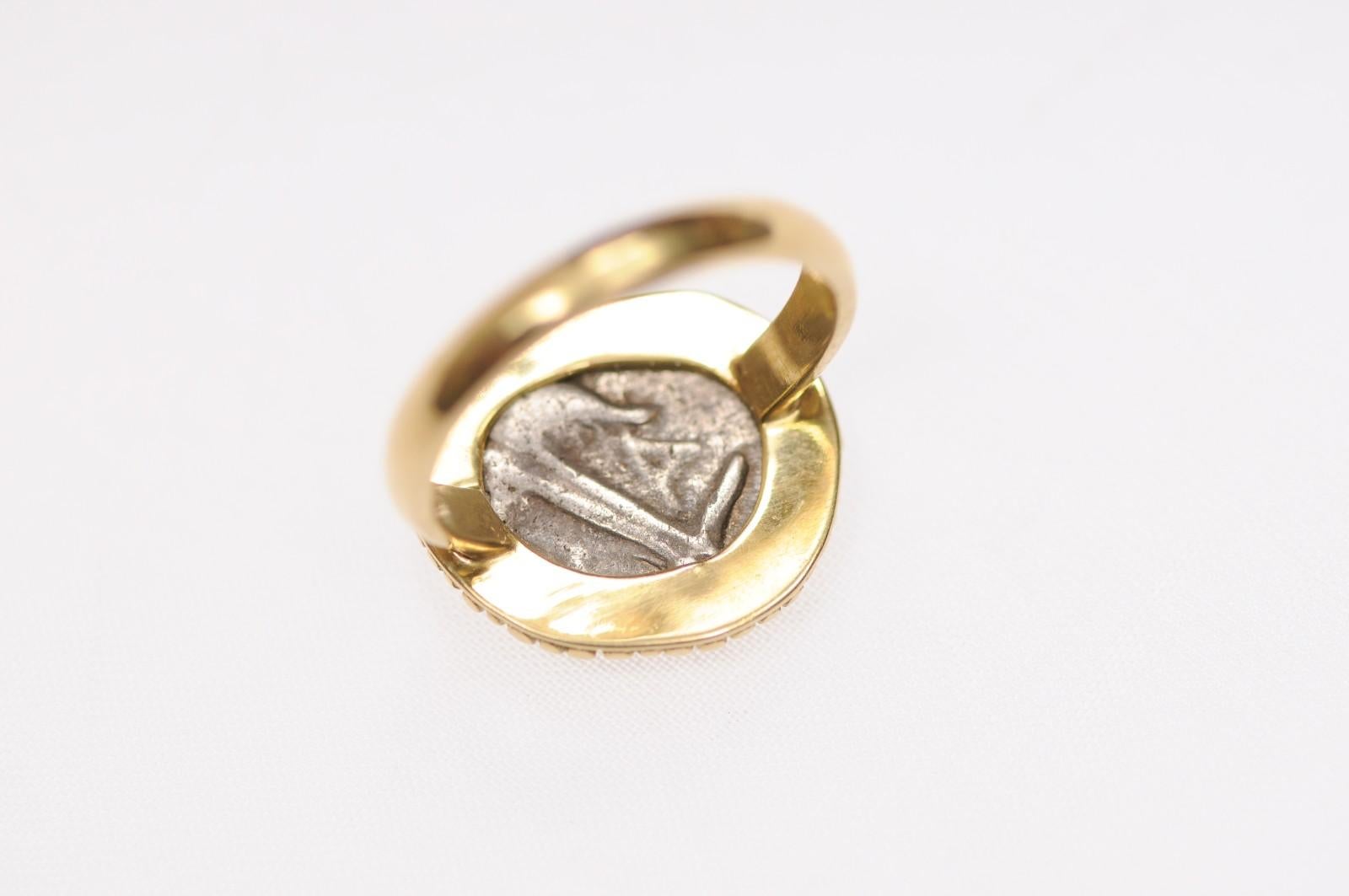 Silver Drachma of Medusa in 18K Ring For Sale 5