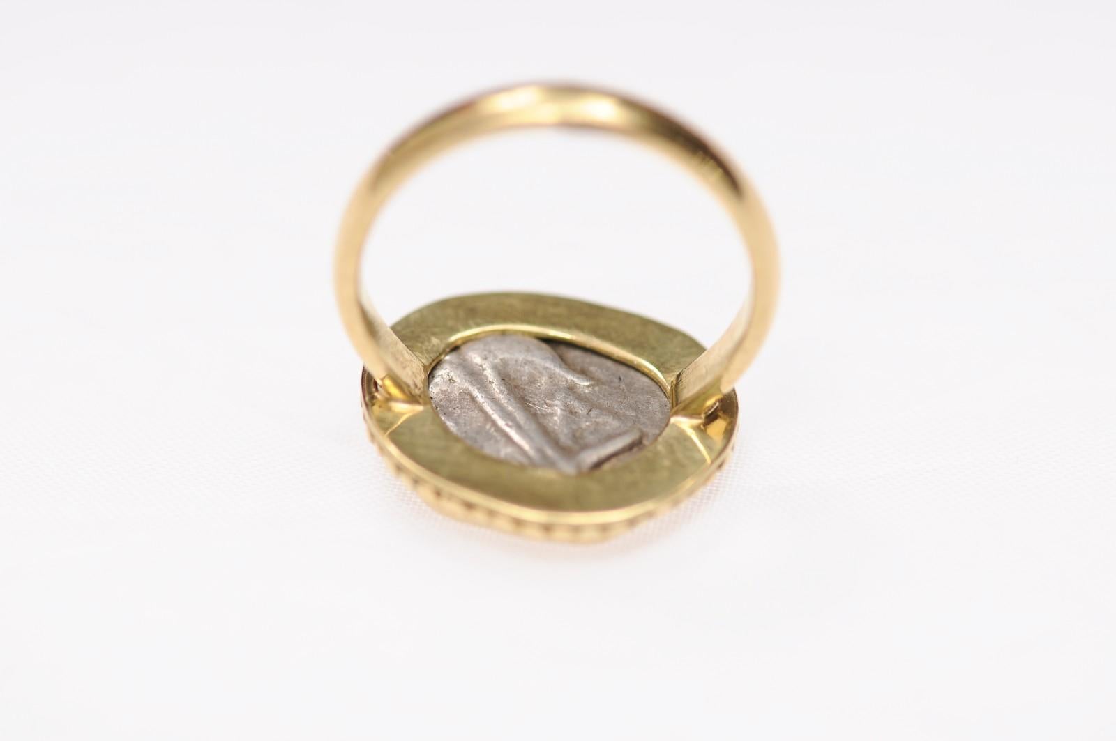 Silver Drachma of Medusa in 18K Ring For Sale 4