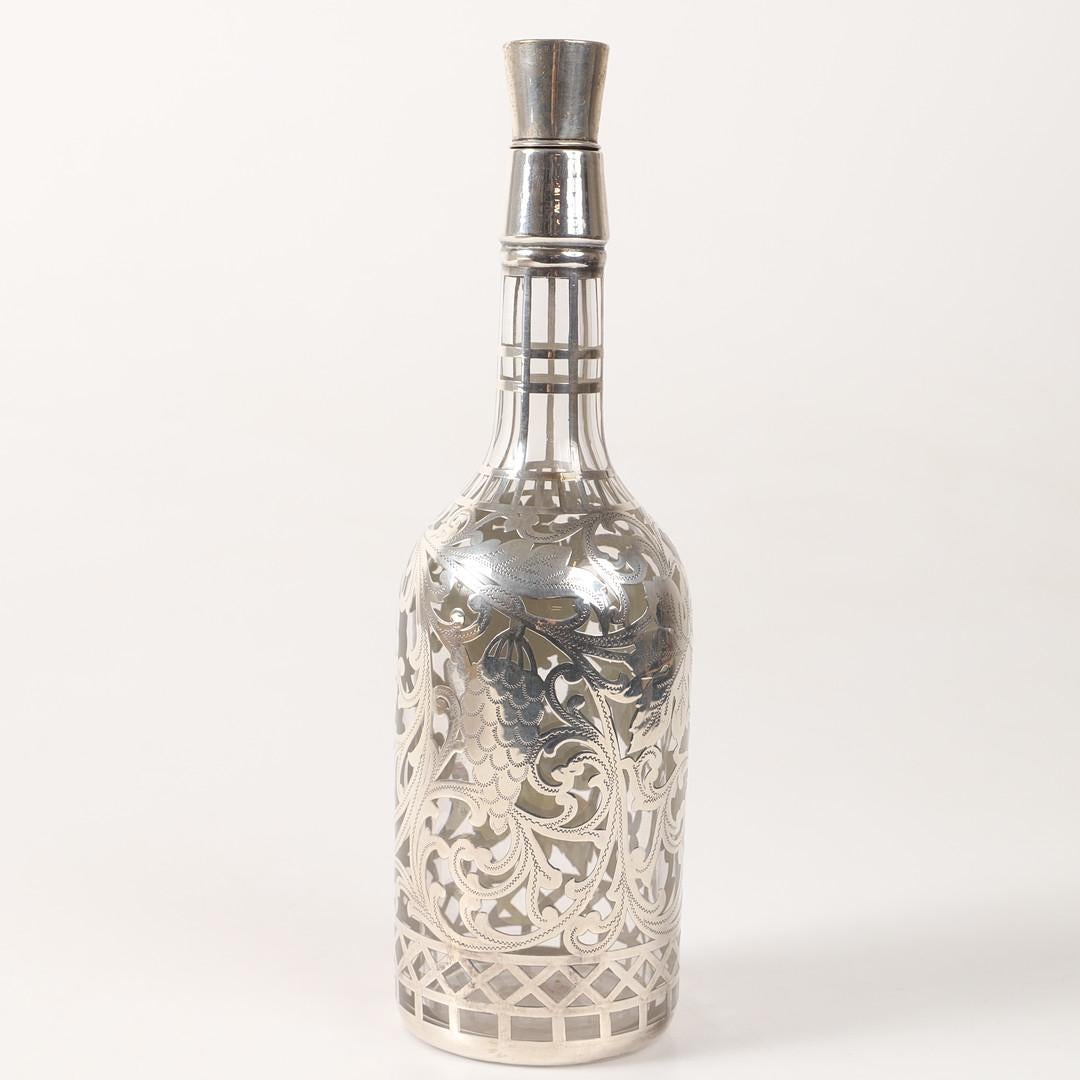 DECANTERO DE PLATA para beber Cristalería para vino Raras jarras antiguas 7 copas Art Decó en venta