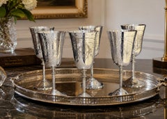 SILVER Drinking Wine Glassware Rare Antique SET OF SIX GLASSES Botticelli Venus