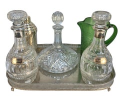 Silver Drinks Tray With Decanters, Water Jug & Cocktail Shaker