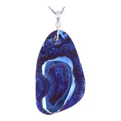 Silver Druzy Unique Ocean Blue Fashion Pendant