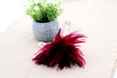 Silver duster with ring and burgundy feathers
