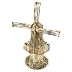 Vintage Silver Dutch Windmill, 1968, Handmade