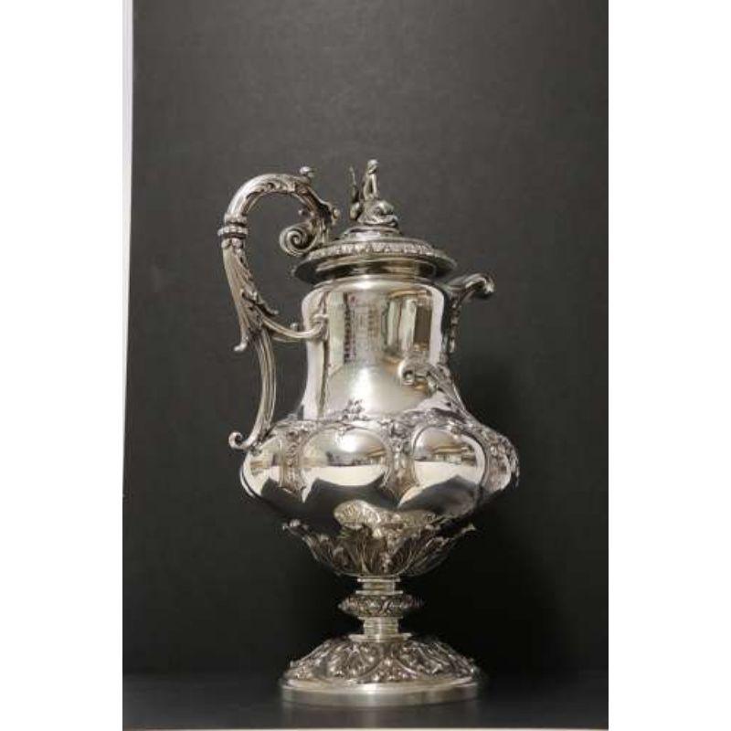 Silver Early Victorian Railway Presentation Armada Claret Jug London 1863-4 In Good Condition For Sale In Central England, GB