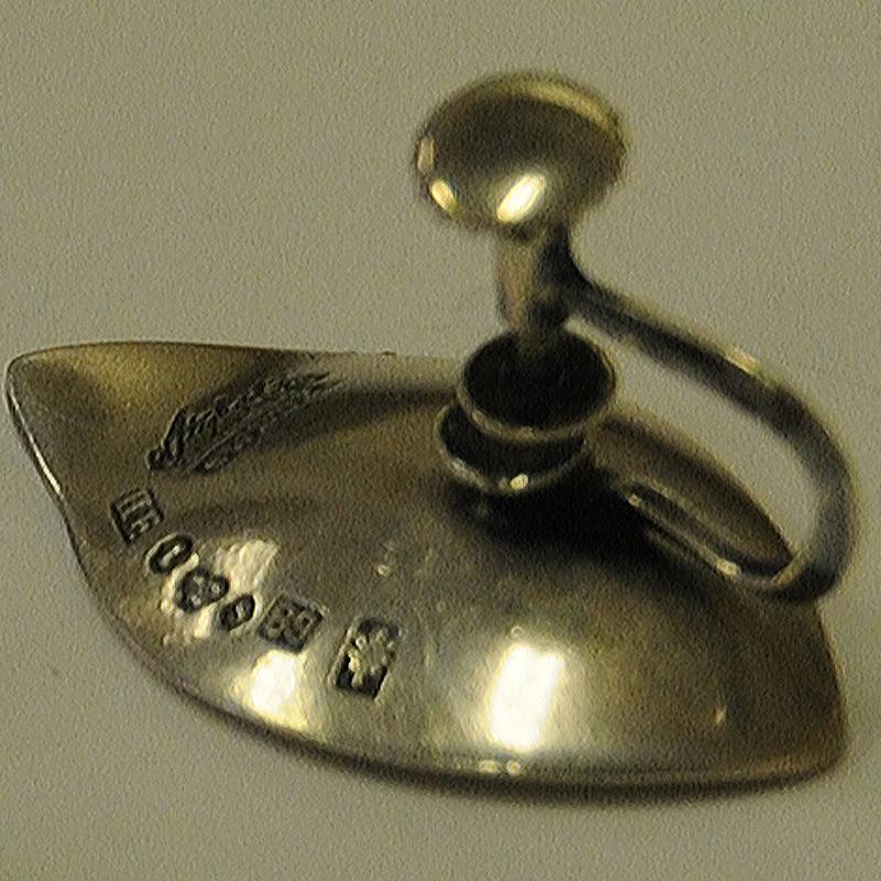 Swedish Silver vintage earrings Leaf shaped by Heribert Engelbert AB, Sweden 1957 For Sale