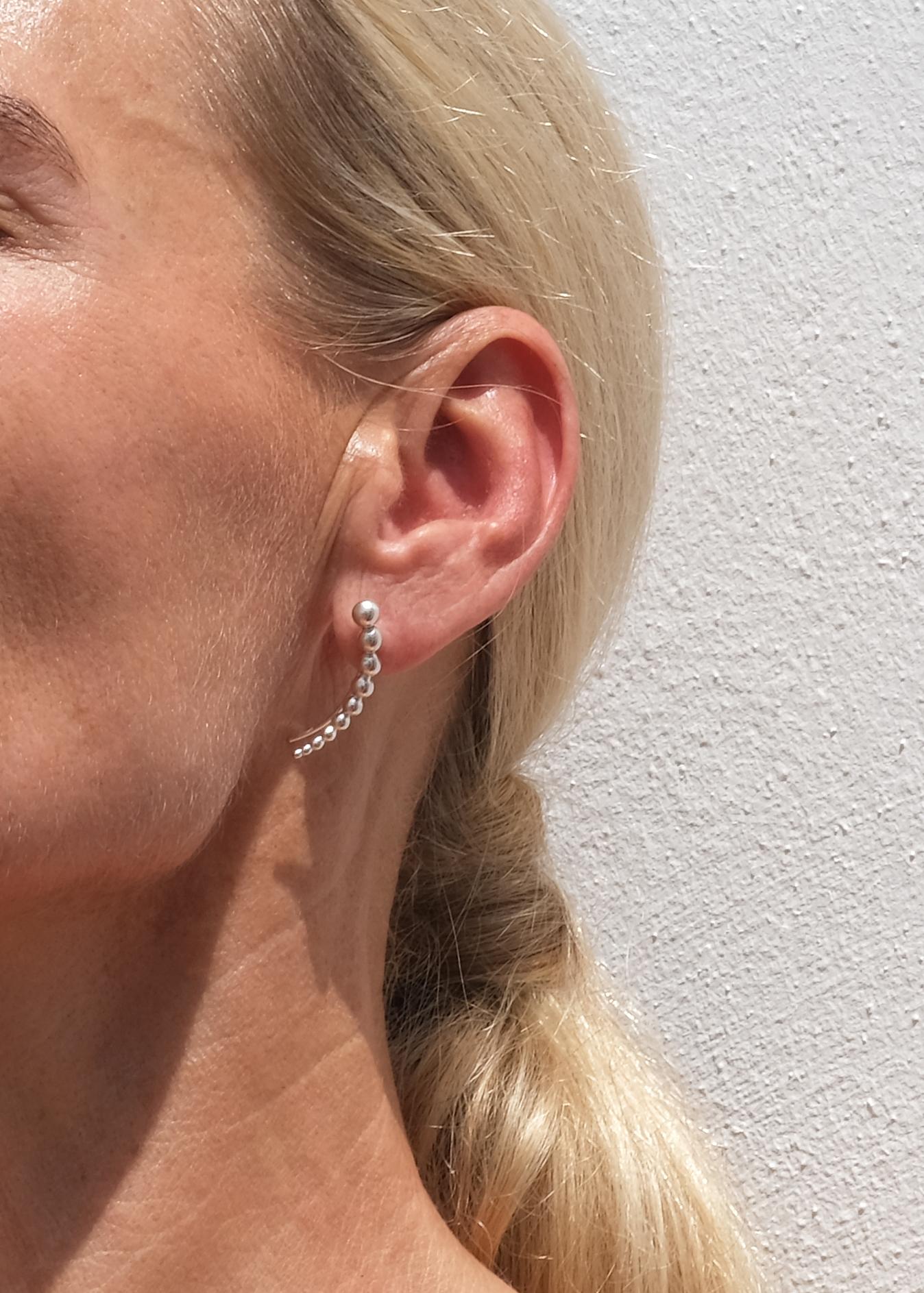 Silver Earrings “Moonlight Grapes” by Georg Jensen For Sale 5