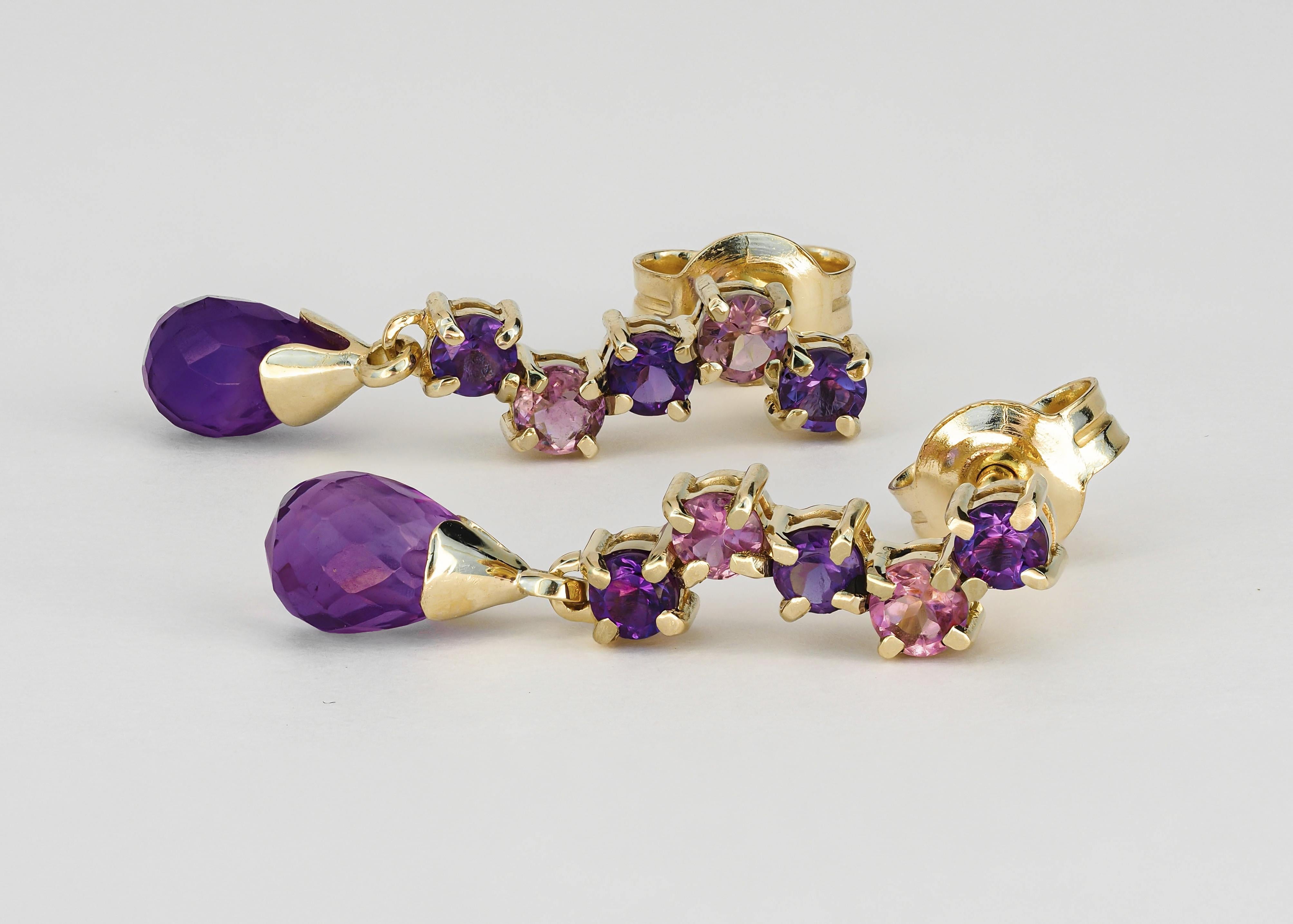 Silver earrings with amethysts and sapphires For Sale 1